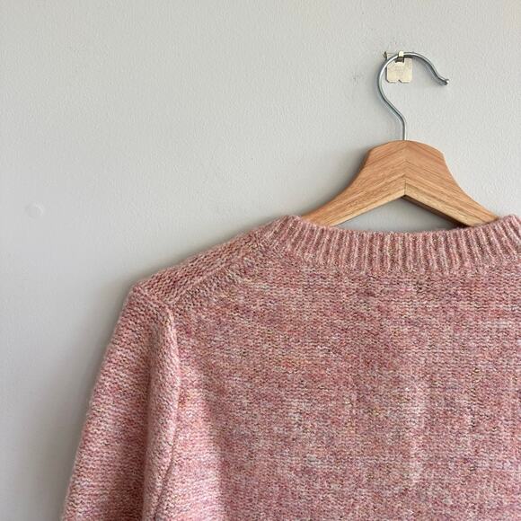 J. Crew Shimmer Lady Button Front Crew Neck Knit Cardigan Rose Blush Metallic M - Picture 11 of 11